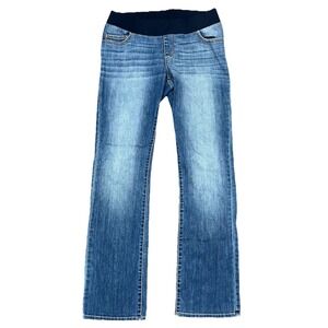 Liz Lange Maternity Jeans Bootcut Blue Denim Size 8 32 Inseam Pull On Stretch